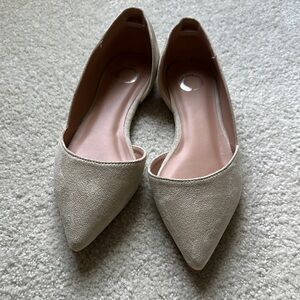 Cream Pointed Toe Flats with Suede Finish Size 6